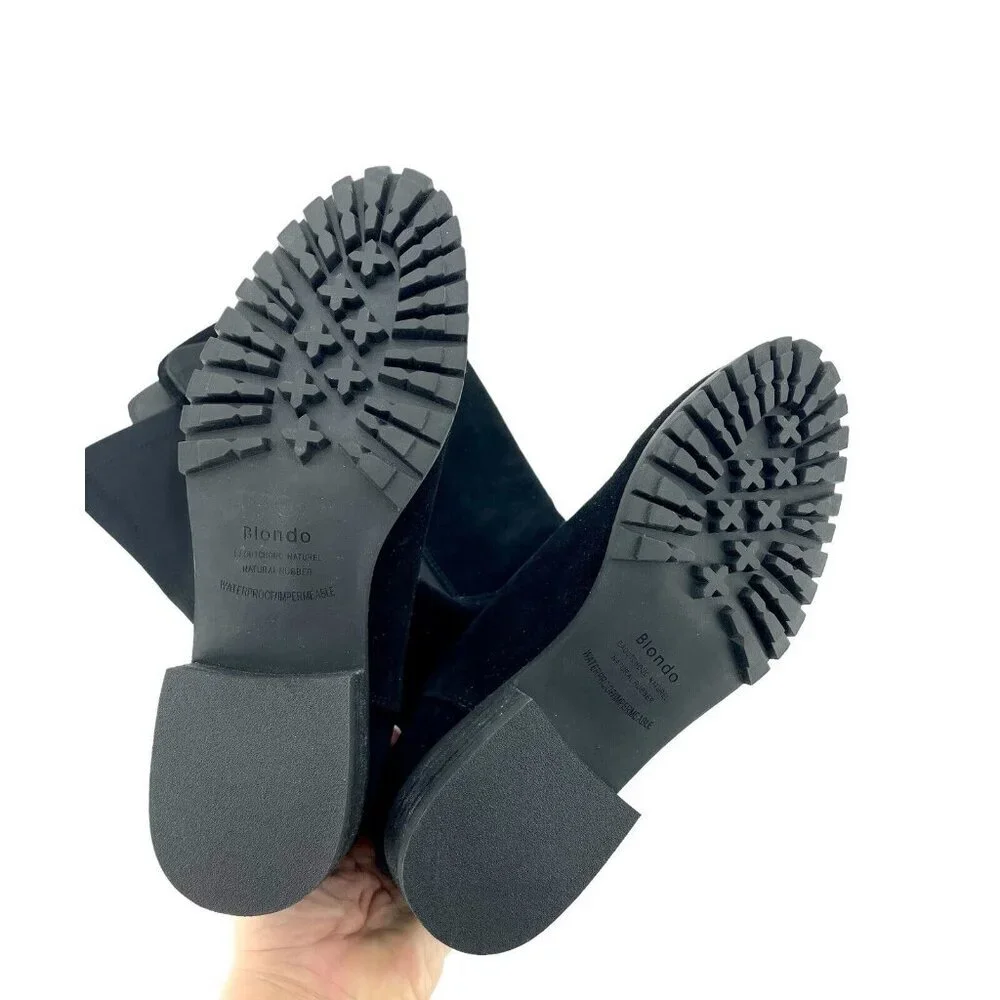 Blondo Presto Riding Boots OTK Black Suede Leather Waterproof SZ 5.5 New